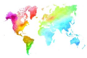 Фреска Разноцветная карта мира