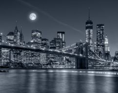 Фотообои Луна над башнями Нью-Йорка
